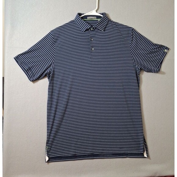 Tasc Performance Polo Shirt Mens L Navy Striped Stretch Activewear Golf Outdoor - Picture 1 of 7